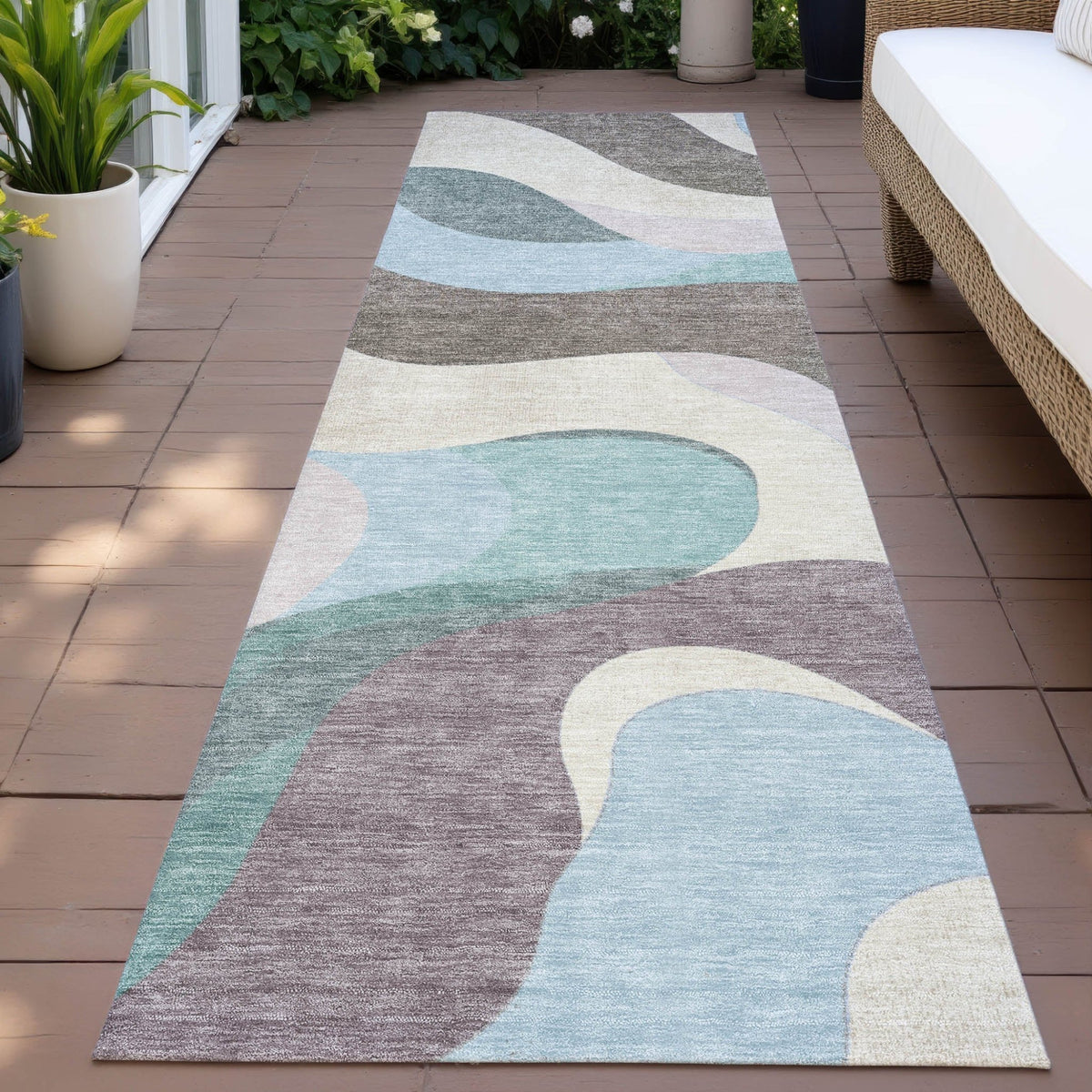 Addison Chantille ACN2186 Swirls Machine Made Transitional Taupe Rug