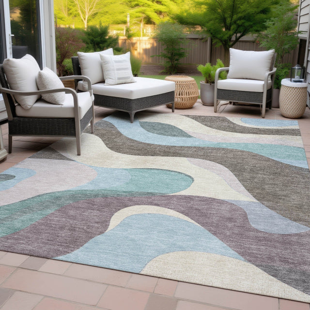 Addison Chantille ACN2186 Swirls Machine Made Transitional Taupe Rug