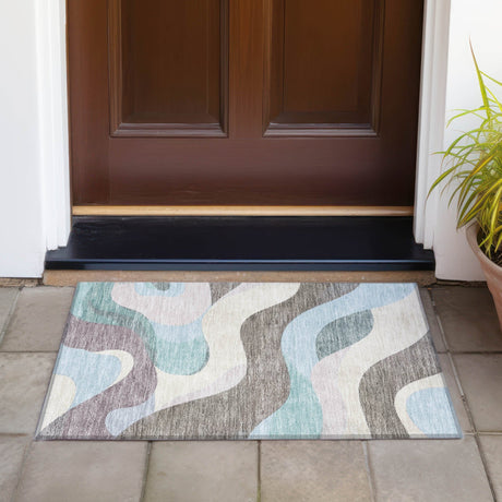 Addison Chantille ACN2186 Swirls Machine Made Transitional Taupe Rug