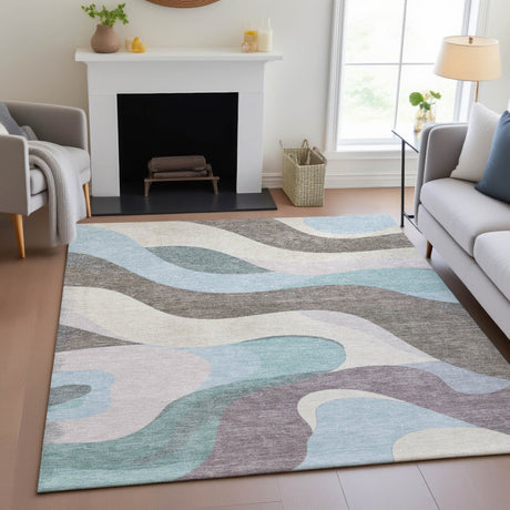Addison Chantille ACN2186 Swirls Machine Made Transitional Taupe Rug