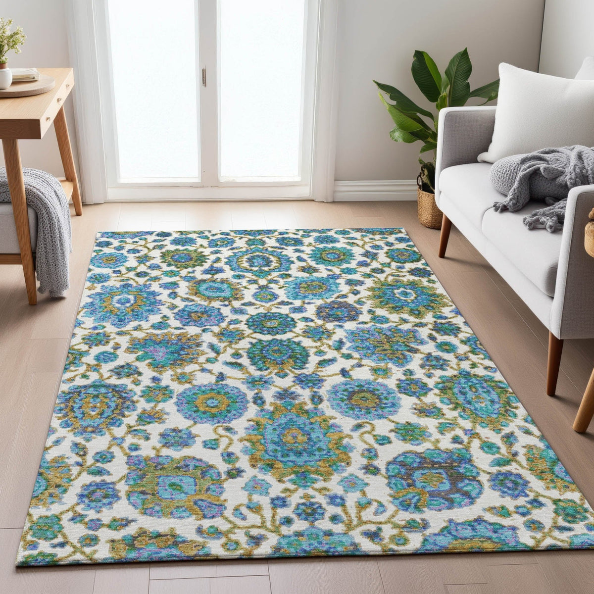 Addison Chantille ACN2187 Global Machine Made Traditional Aqua Rug
