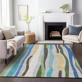 Addison Chantille ACN2188 Stripes Machine Made Transitional Green Rug