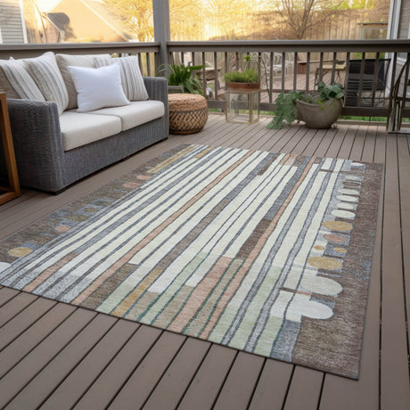 Addison Chantille ACN2189 Geometric Machine Made Transitional Brown Rug