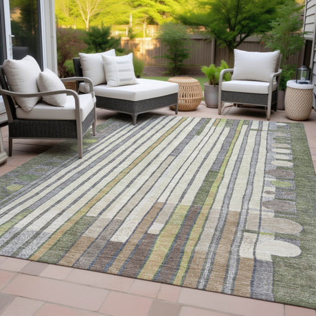 Addison Chantille ACN2189 Geometric Machine Made Transitional Olive Rug
