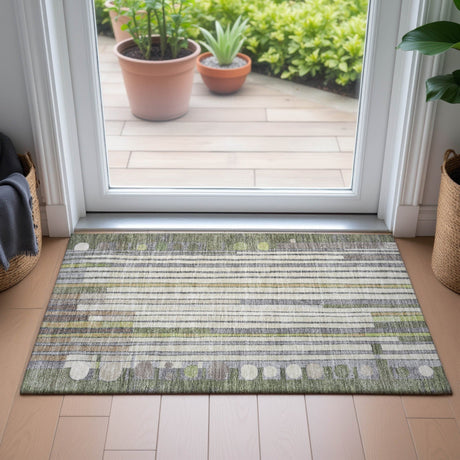 Addison Chantille ACN2189 Geometric Machine Made Transitional Olive Rug