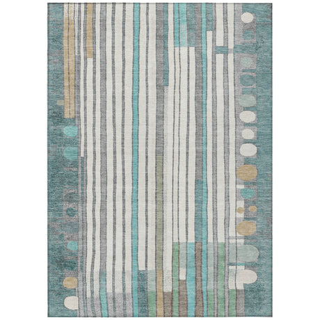 Addison Chantille ACN2189 Geometric Machine Made Transitional Teal Rug