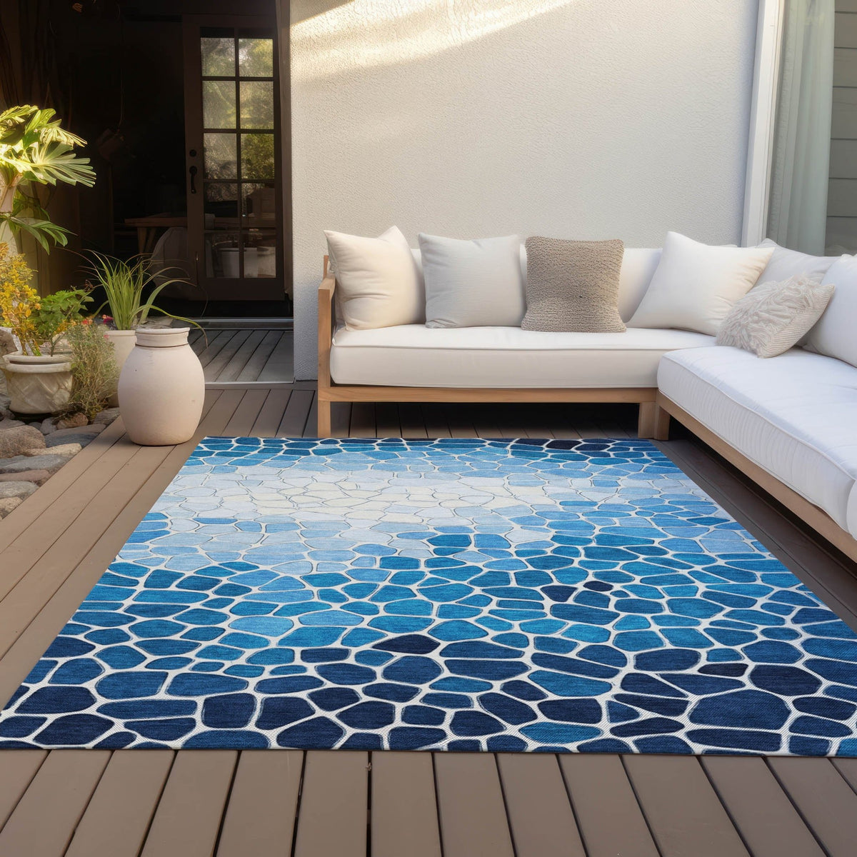 Addison Chantille ACN2190 Geometric Machine Made Transitional Blue Rug