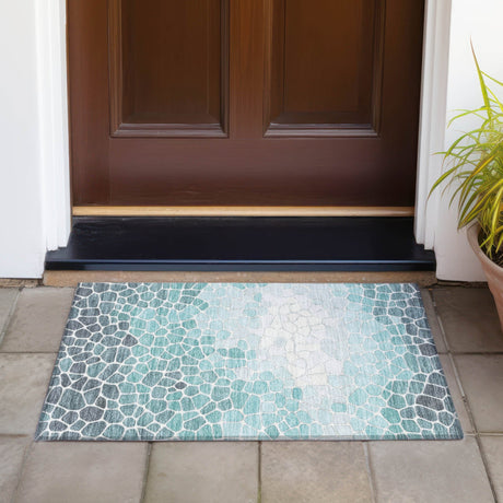 Addison Chantille ACN2190 Geometric Machine Made Transitional Teal Rug