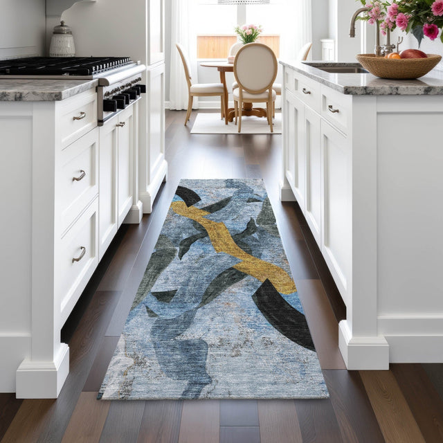 Addison Chantille ACN2191 Abstract Machine Made Transitional Denim Rug