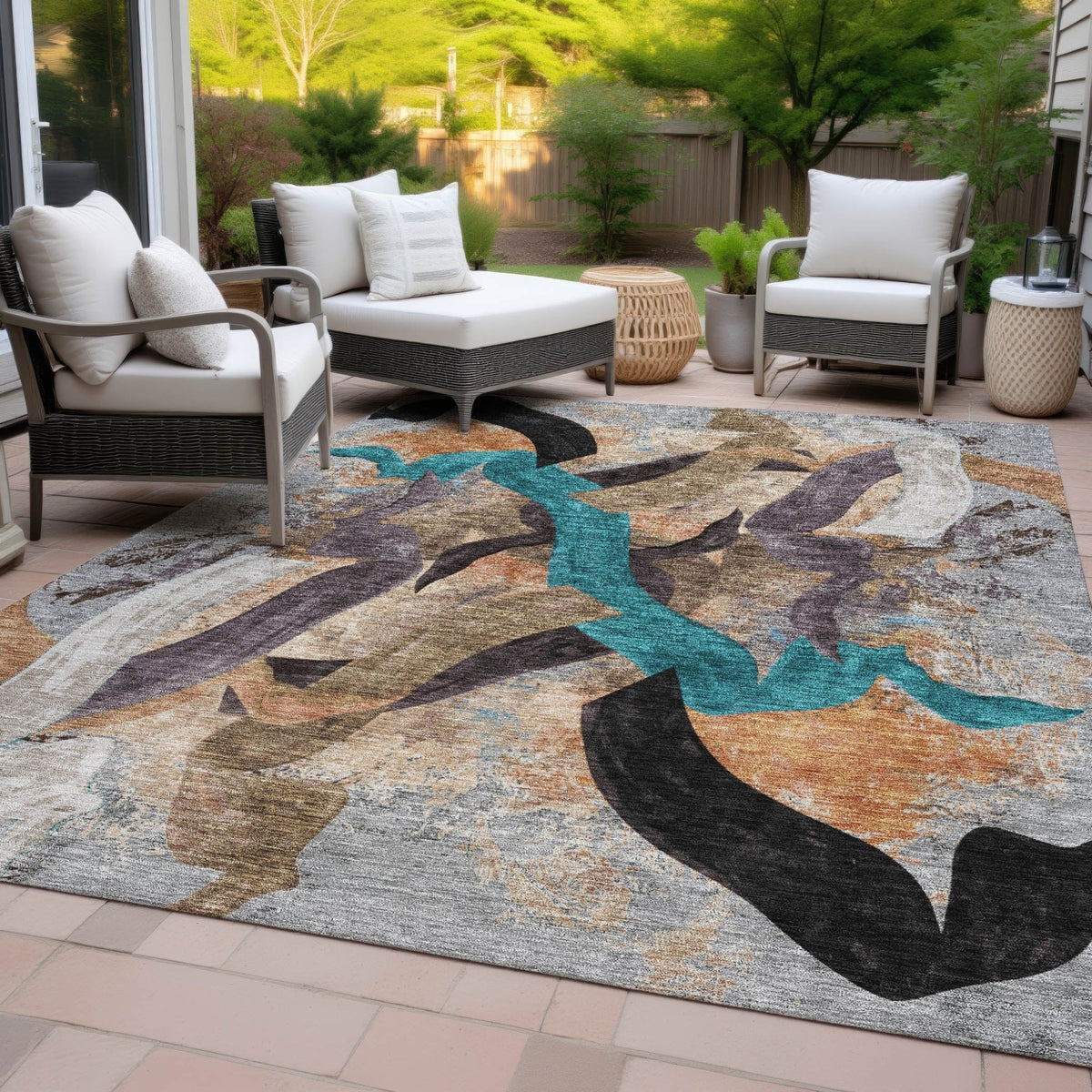 Addison Chantille ACN2191 Abstract Machine Made Transitional Gray Rug