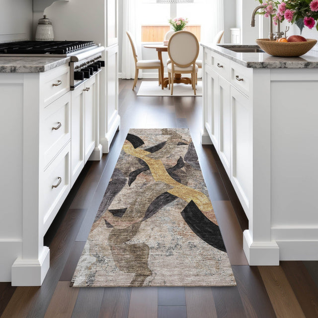 Addison Chantille ACN2191 Abstract Machine Made Transitional Taupe Rug