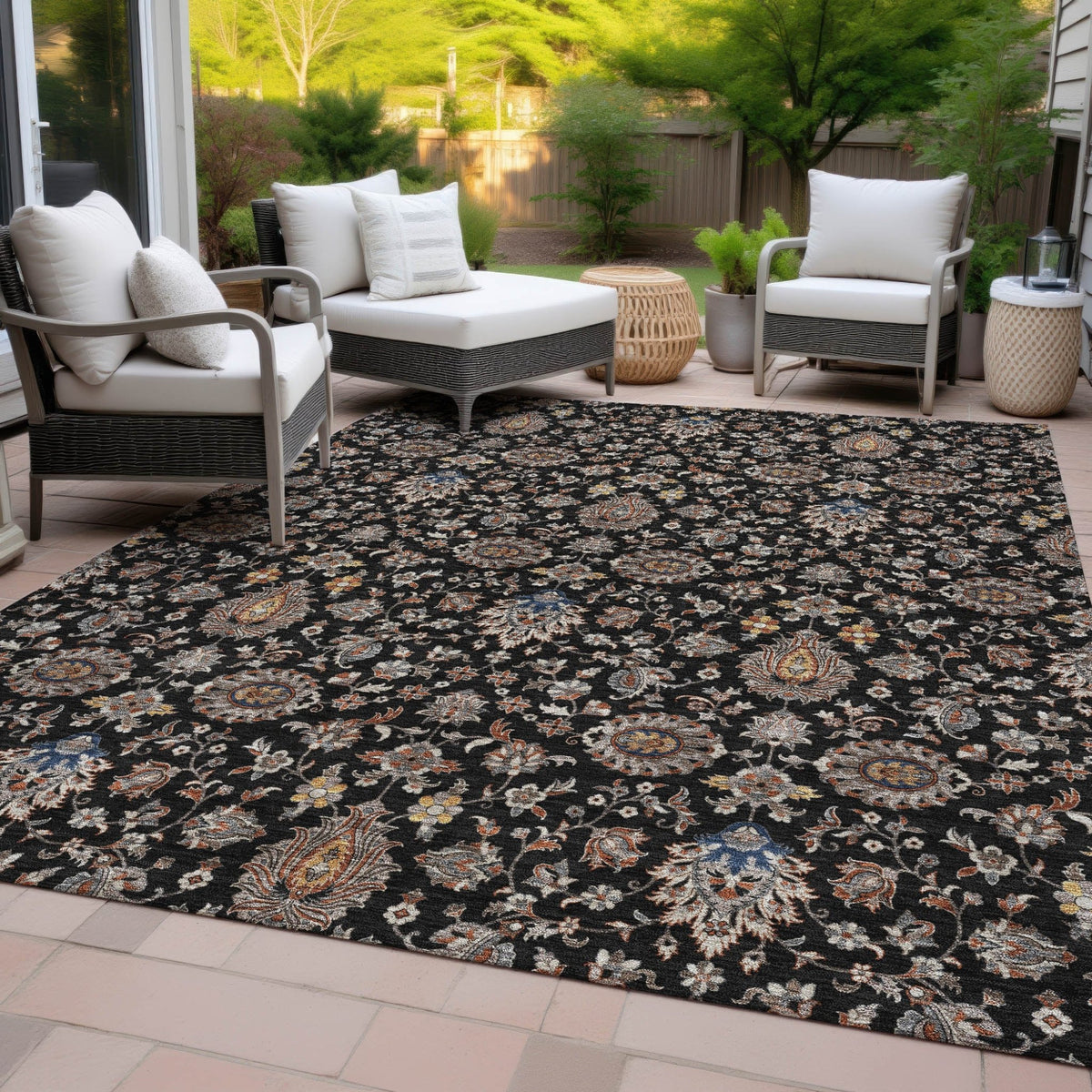 Addison Chantille ACN2192 Global Machine Made Traditional Black Rug
