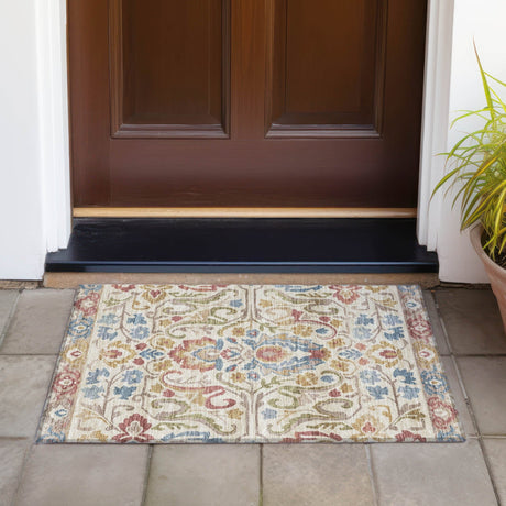 Addison Chantille ACN2193 Floral Machine Made Transitional Beige Rug