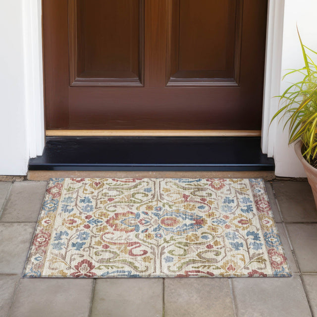Addison Chantille ACN2193 Floral Machine Made Transitional Beige Rug