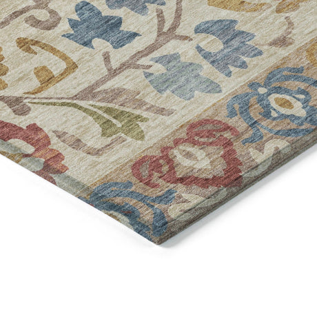 Addison Chantille ACN2193 Floral Machine Made Transitional Beige Rug