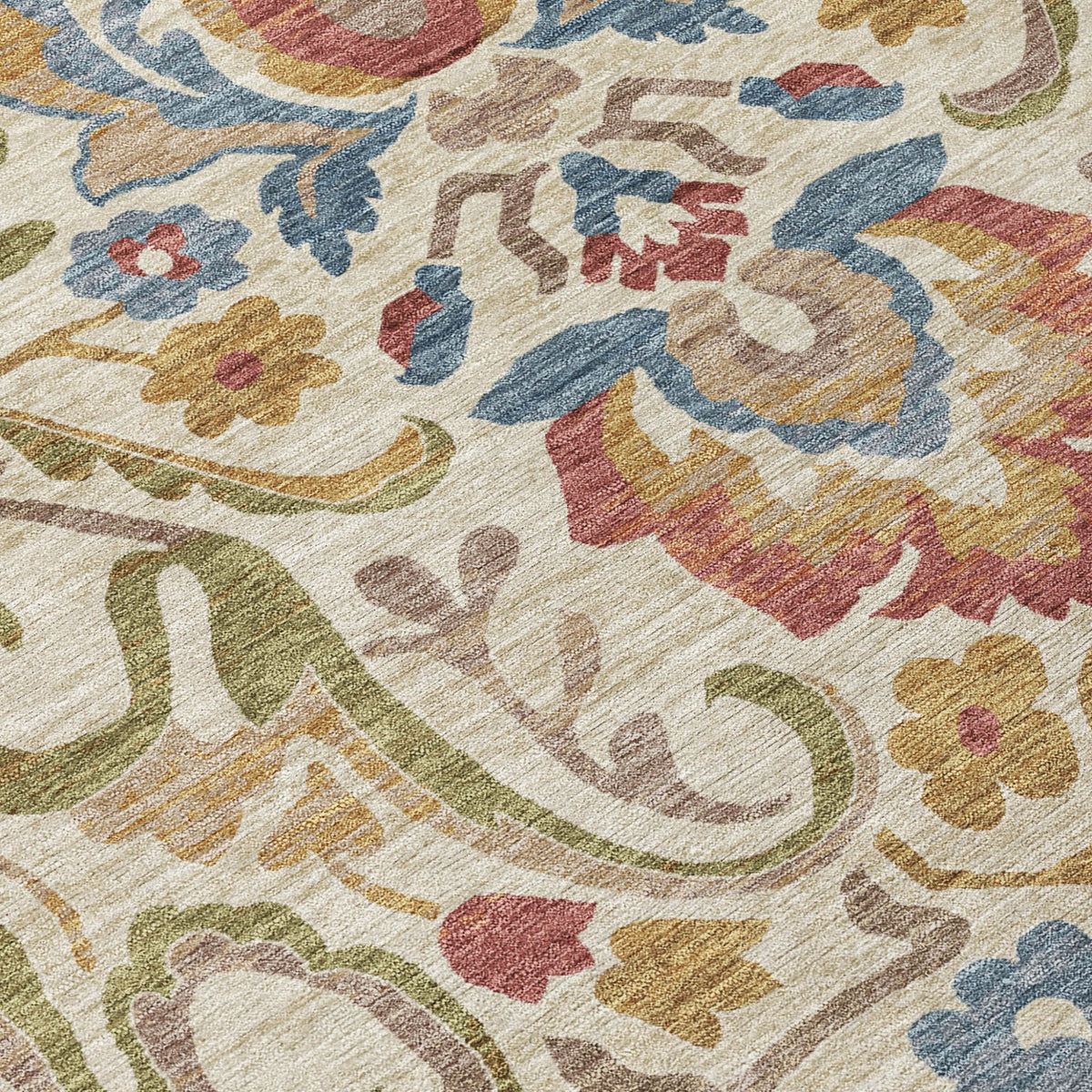 Addison Chantille ACN2193 Floral Machine Made Transitional Beige Rug