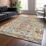 Addison Chantille ACN2193 Floral Machine Made Transitional Beige Rug