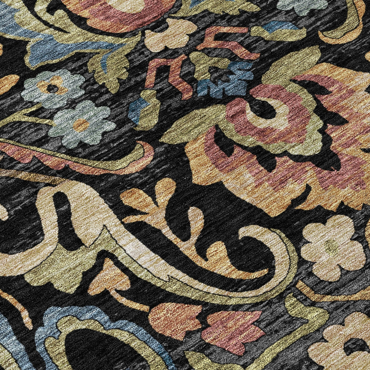 Addison Chantille ACN2193 Floral Machine Made Transitional Black Rug