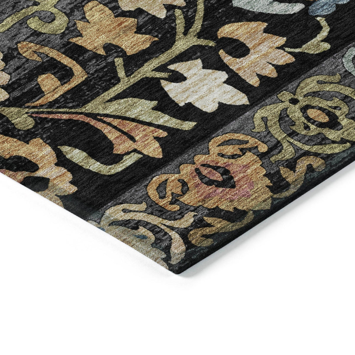 Addison Chantille ACN2193 Floral Machine Made Transitional Black Rug