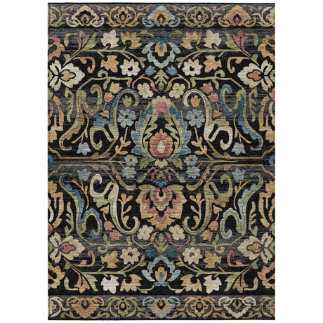Addison Chantille ACN2193 Floral Machine Made Transitional Black Rug