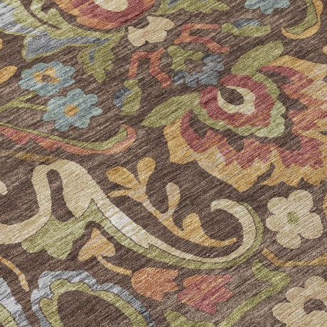 Addison Chantille ACN2193 Floral Machine Made Transitional Chocolate Rug