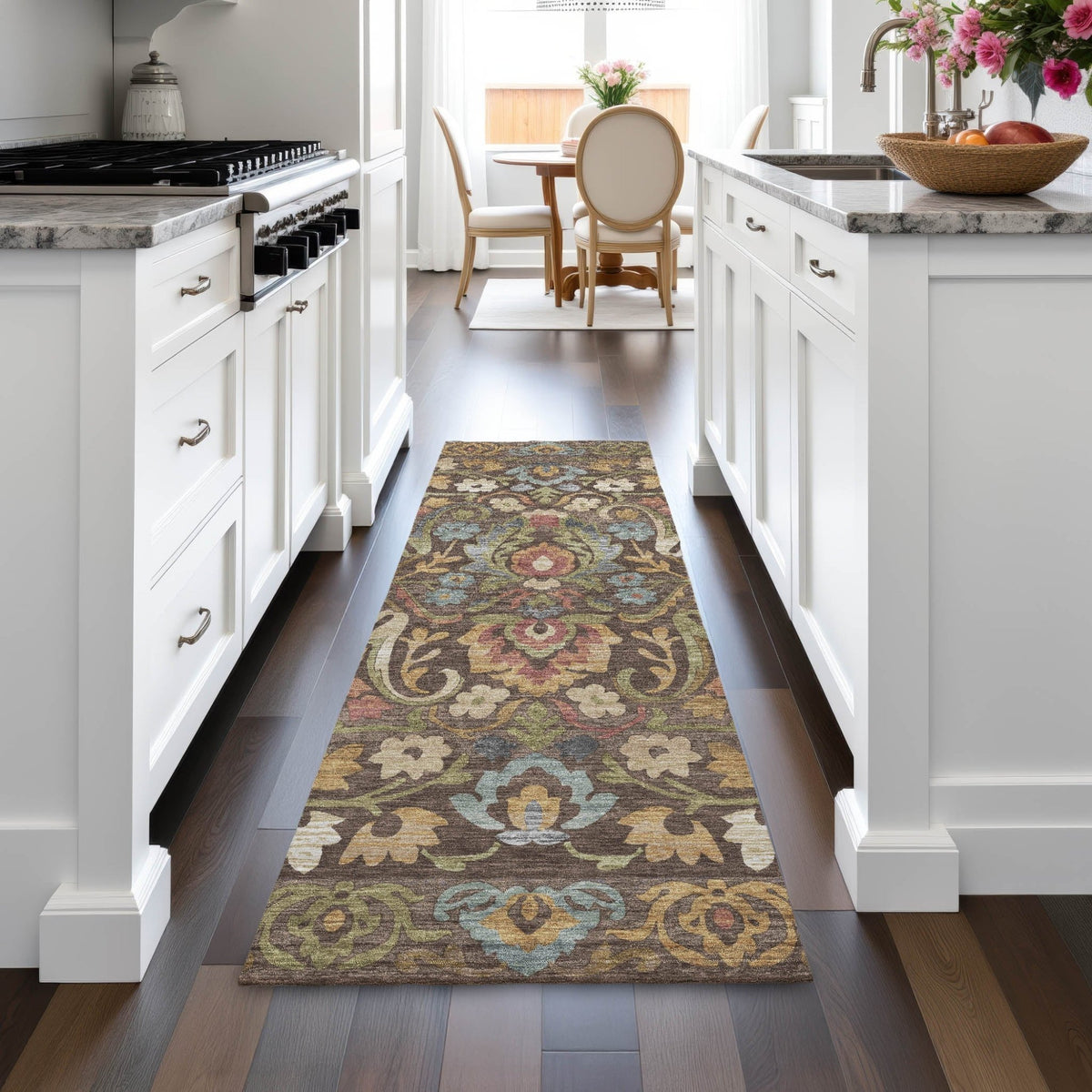 Addison Chantille ACN2193 Floral Machine Made Transitional Chocolate Rug