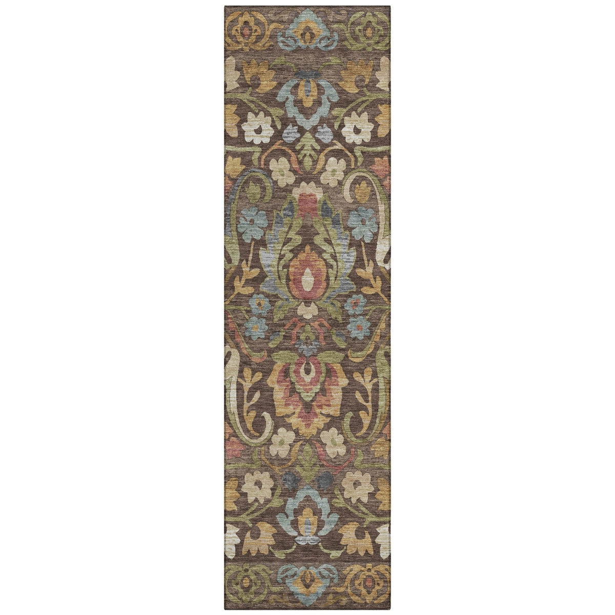Addison Chantille ACN2193 Floral Machine Made Transitional Chocolate Rug