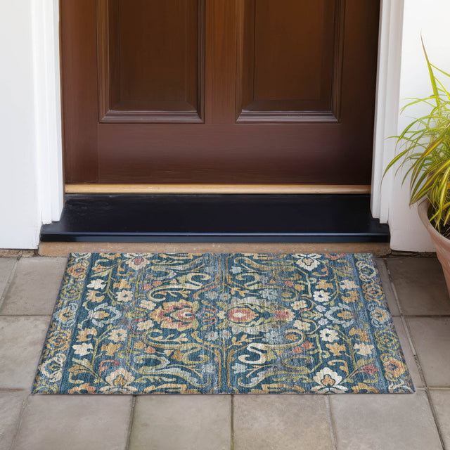 Addison Chantille ACN2193 Floral Machine Made Transitional Navy Rug
