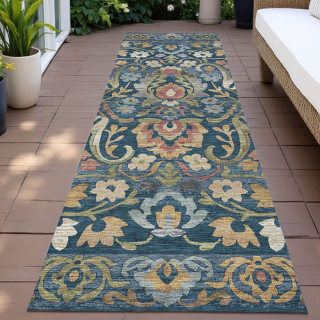 Addison Chantille ACN2193 Floral Machine Made Transitional Navy Rug