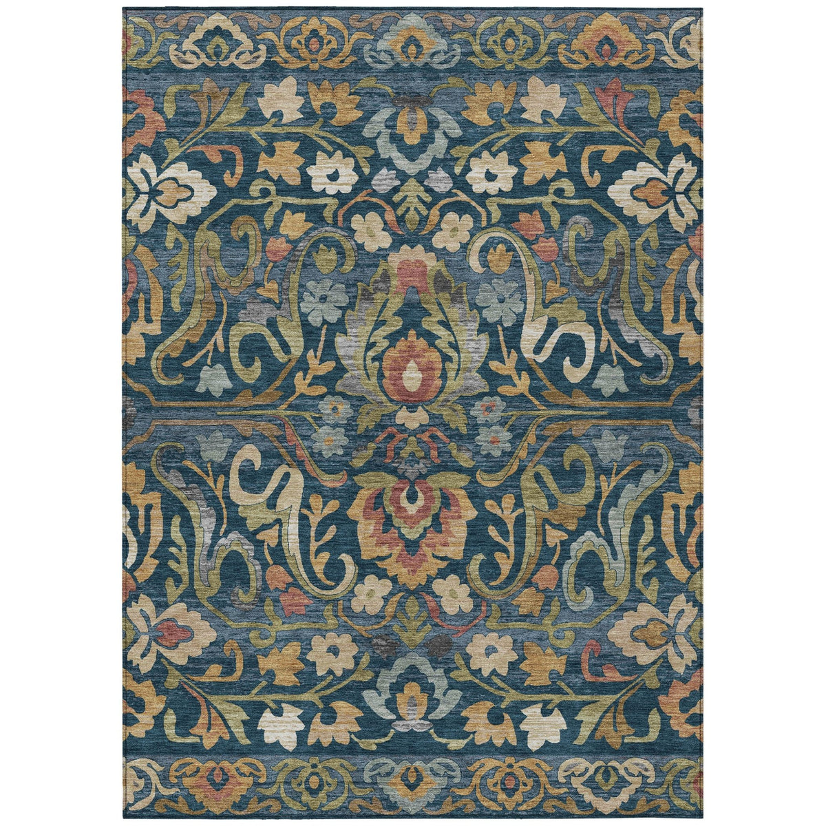 Addison Chantille ACN2193 Floral Machine Made Transitional Navy Rug