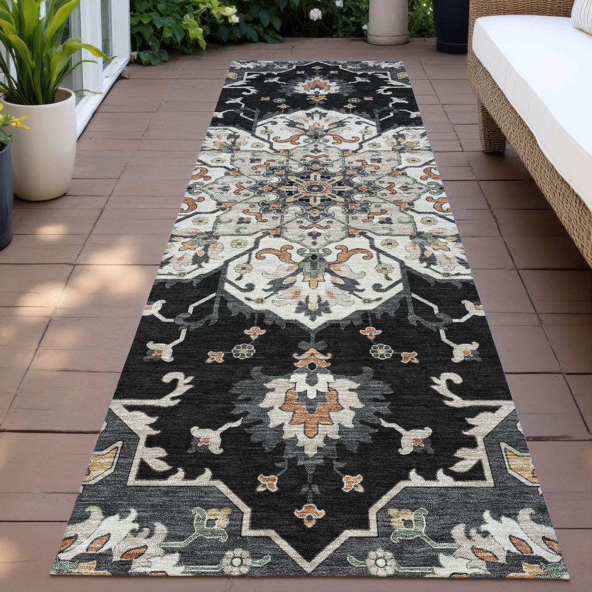 Addison Chantille ACN2194 Global Machine Made Traditional Black Rug