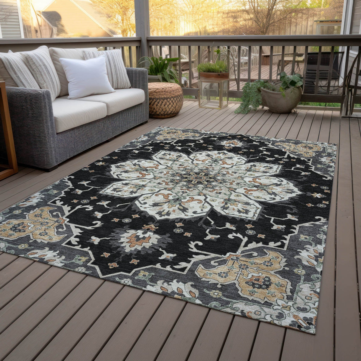 Addison Chantille ACN2194 Global Machine Made Traditional Black Rug