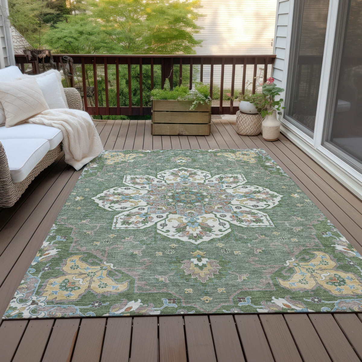 Addison Chantille ACN2194 Global Machine Made Traditional Green Rug