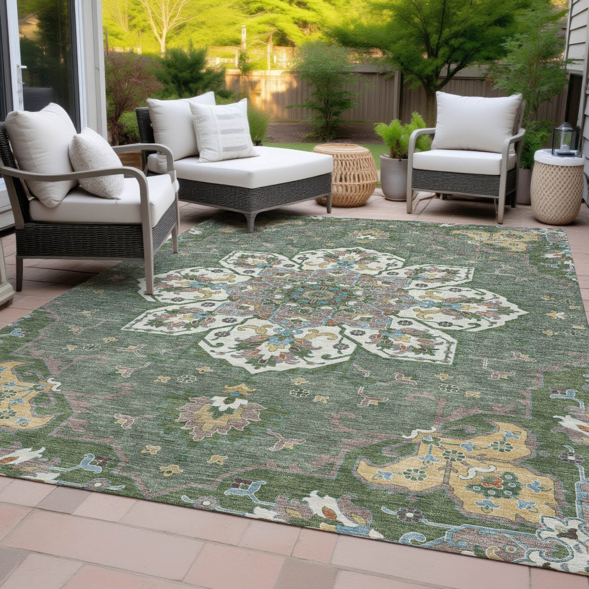 Addison Chantille ACN2194 Global Machine Made Traditional Green Rug
