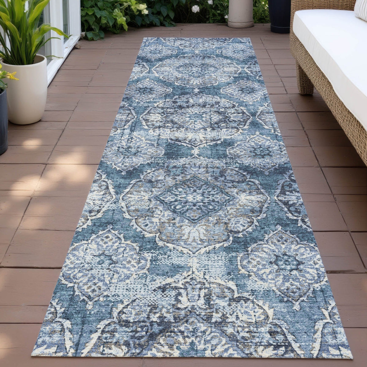 Addison Chantille ACN2196 Panel Machine Made Transitional Denim Rug