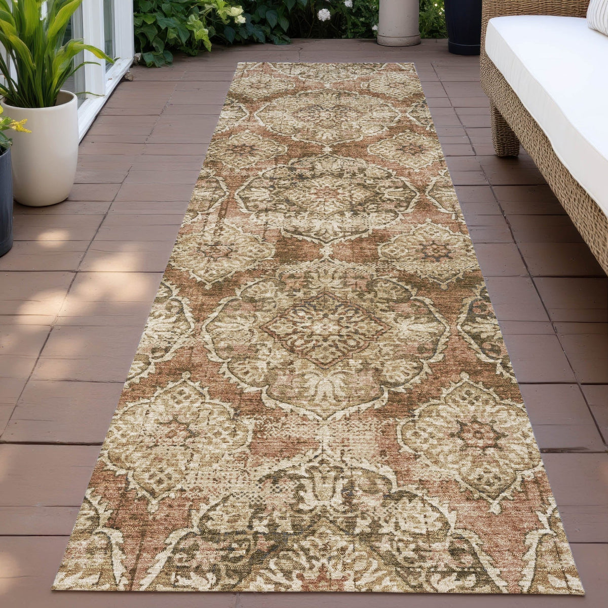 Addison Chantille ACN2196 Panel Machine Made Transitional Paprika Rug