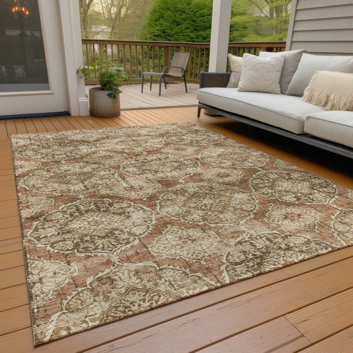Addison Chantille ACN2196 Panel Machine Made Transitional Paprika Rug