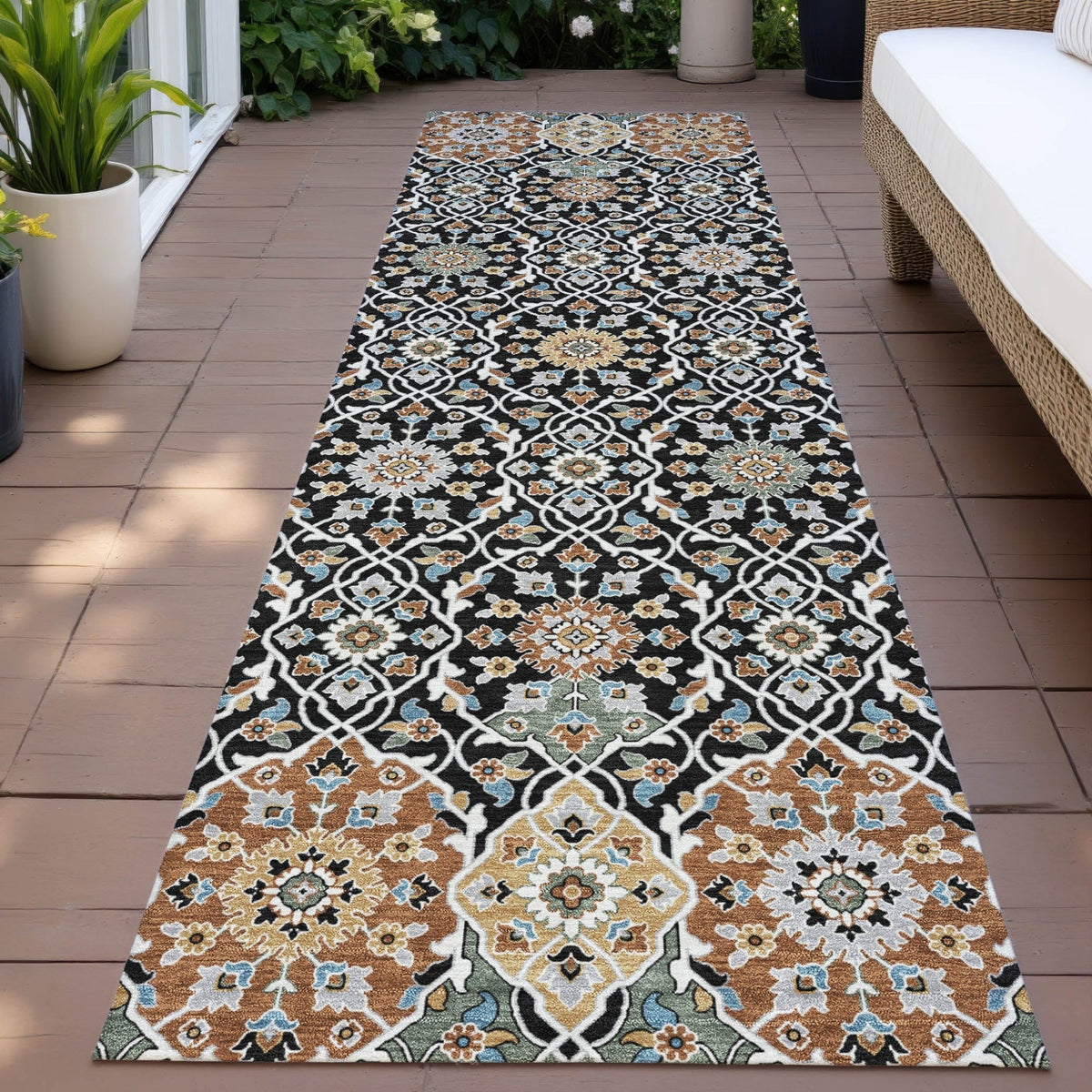 Addison Chantille ACN2199 Panel Machine Made Transitional Black Rug