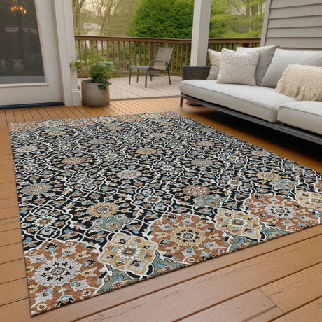 Addison Chantille ACN2199 Panel Machine Made Transitional Black Rug