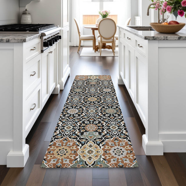 Addison Chantille ACN2199 Panel Machine Made Transitional Black Rug
