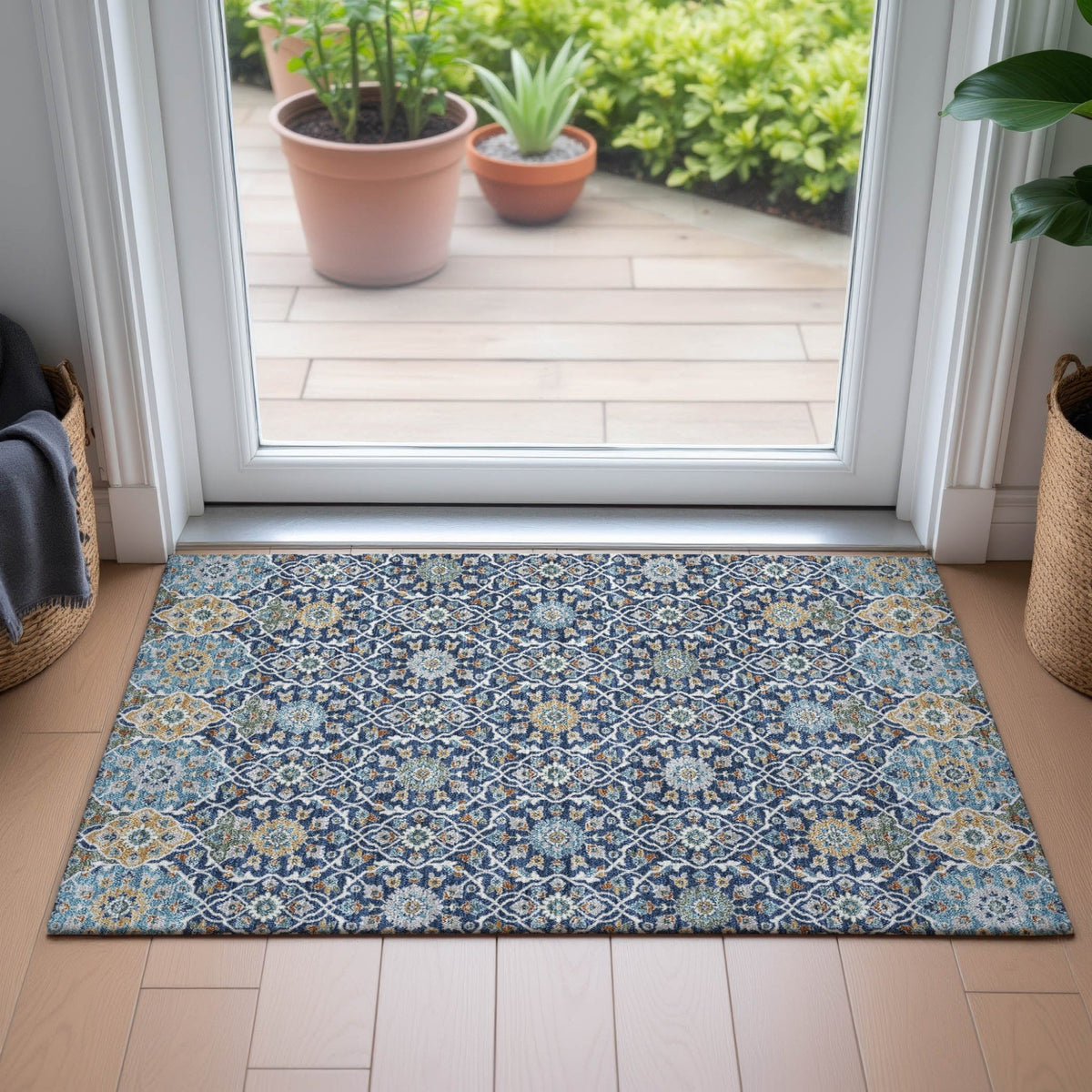 Addison Chantille ACN2199 Panel Machine Made Transitional Navy Rug