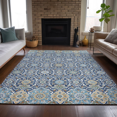 Addison Chantille ACN2199 Panel Machine Made Transitional Navy Rug