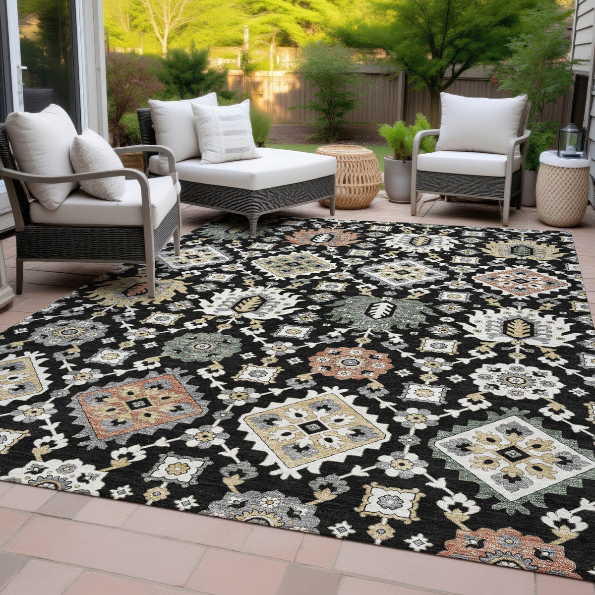 Addison Chantille ACN2200 Bohemian Machine Made Transitional Black Rug