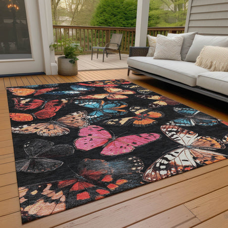 Addison Chantille ACN2201 Animal Machine Made Transitional Black Rug