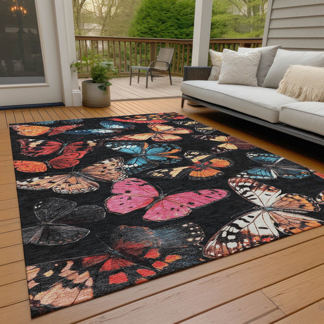 Addison Chantille ACN2201 Animal Machine Made Transitional Black Rug