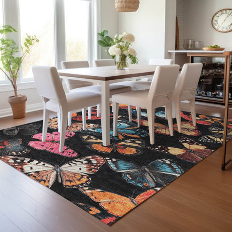 Addison Chantille ACN2201 Animal Machine Made Transitional Black Rug