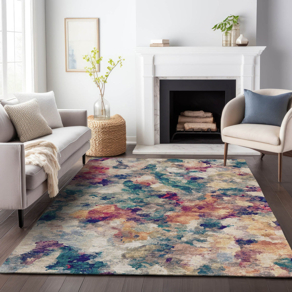 Addison Chantille ACN2203 Abstract Machine Made Transitional Putty Rug