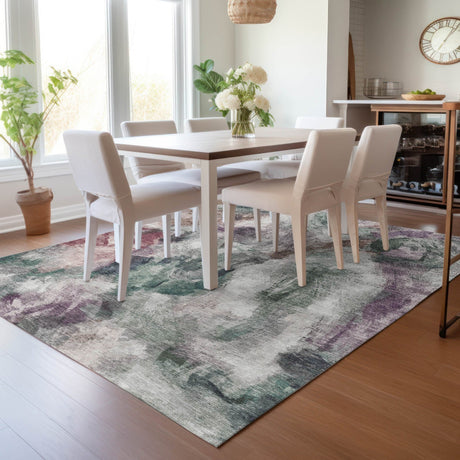 Addison Chantille ACN2204 Abstract Machine Made Transitional Green Rug