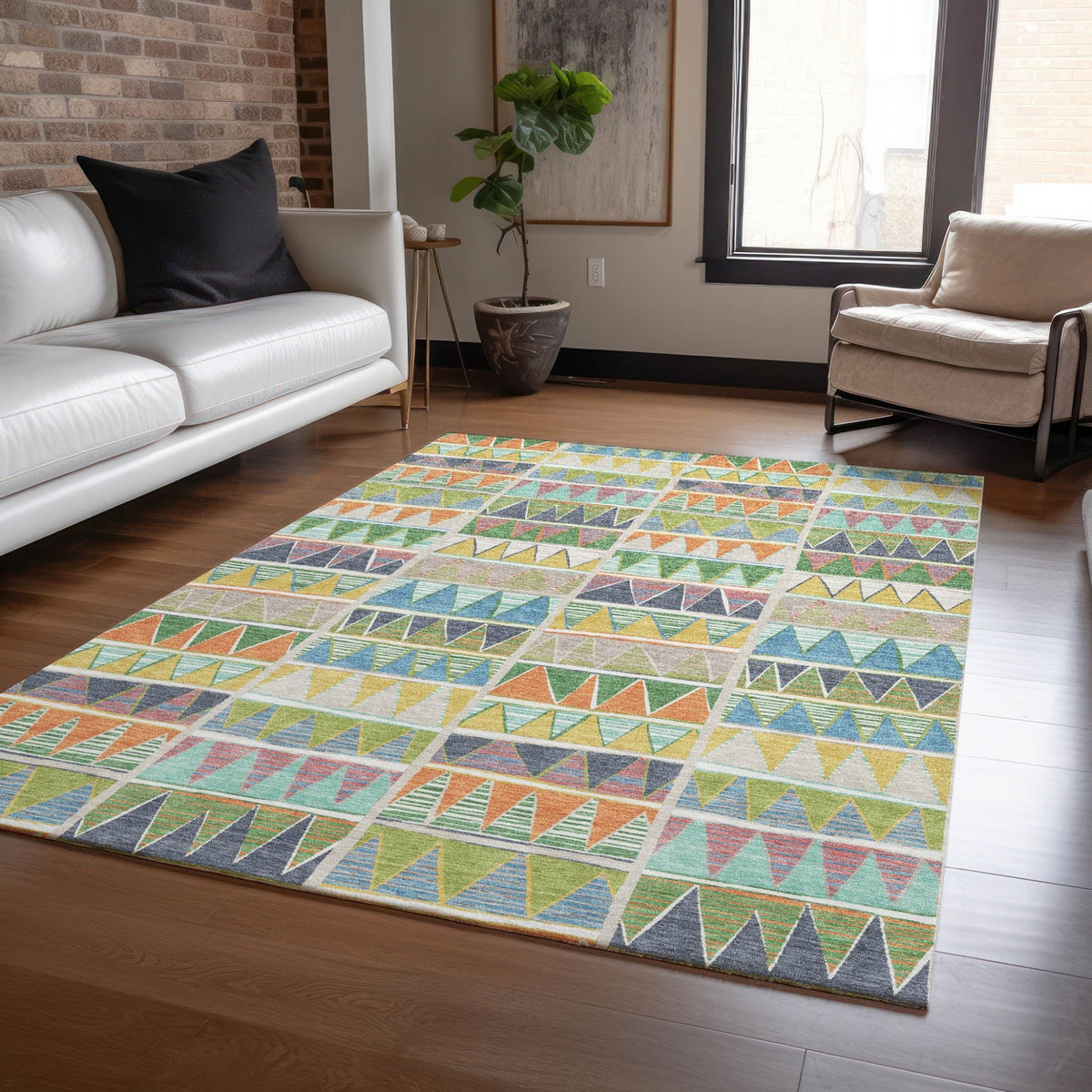 Addison Chantille ACN2205 Geometric Machine Made Transitional Beige Rug
