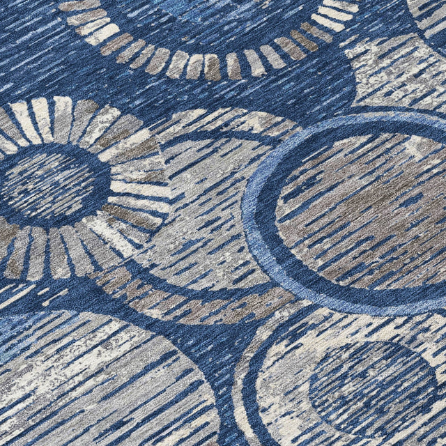 Addison Chantille ACN2206 Geometric Machine Made Transitional Navy Rug